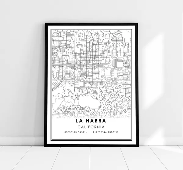 La Habra Map Print, City Travel Poster
