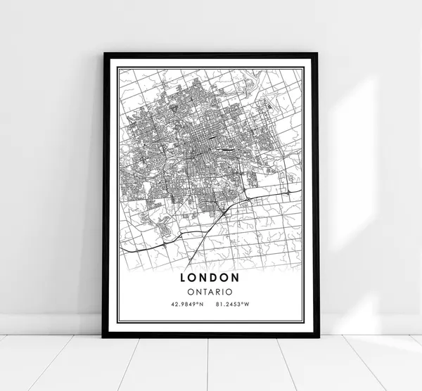 London Map Art Print, Ontario City Travel Poster