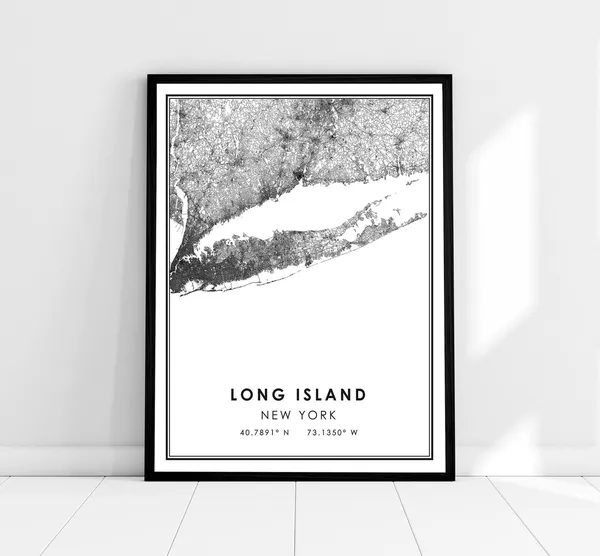 Long Island Map Travel Poster, City Map Print