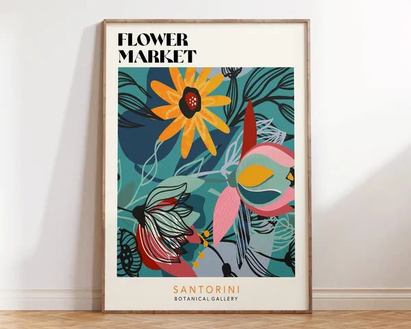 Santorini Flower Market Abstract Flowers Art Print