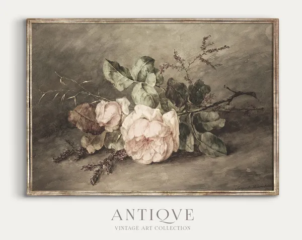 Vintage Roses Antique Watercolor Art Print