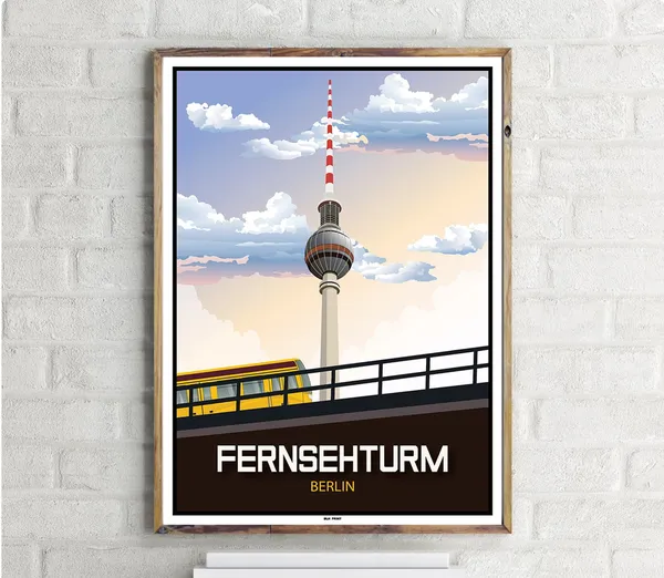 Fernsehturm Berlin Vintage Travel Poster