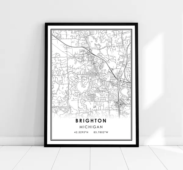 Michigan City Map Art Print, Travel Poster