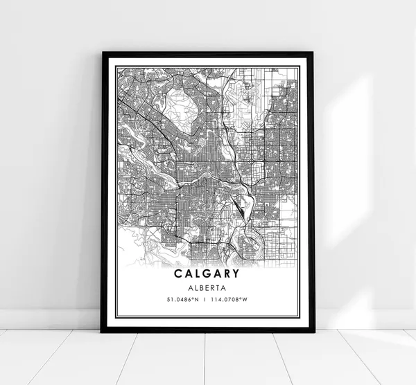 Calgary Map Print Poster, Alberta City Map