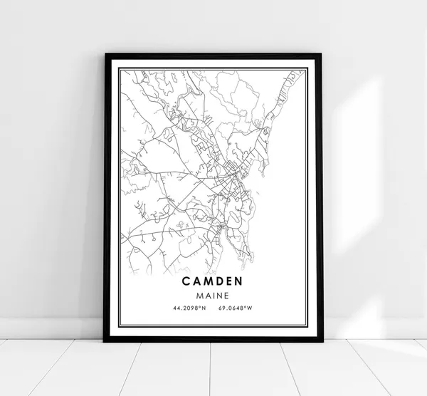Camden Map Print Poster, Maine City Travel