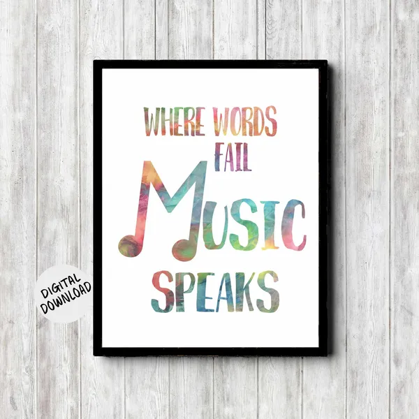 Music Quote Art, Watercolor Style Wall Art Print