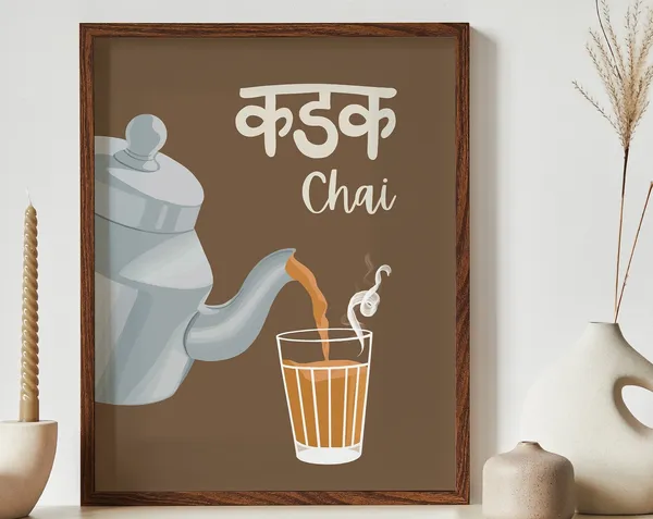 Kadak Chai Poster Print, Indian Kitchen Art