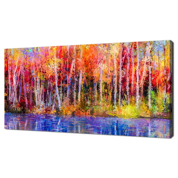 Autumn Landscape Trees and Forest, Modern Design Art Print