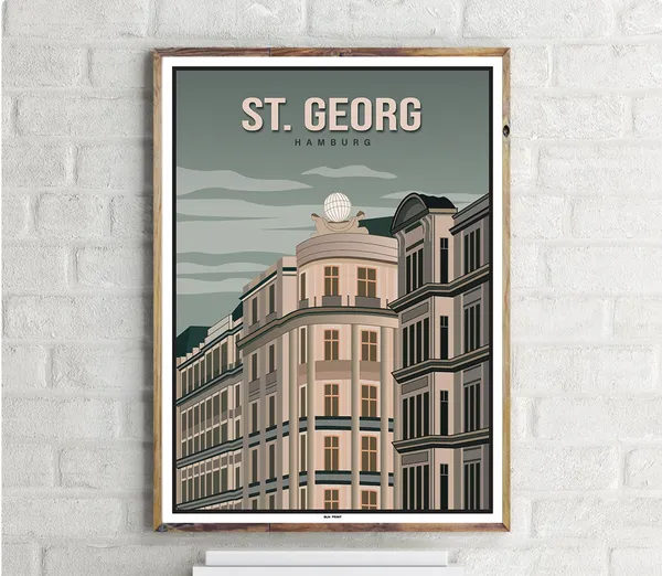 Hamburg St Georg Vintage Travel Poster