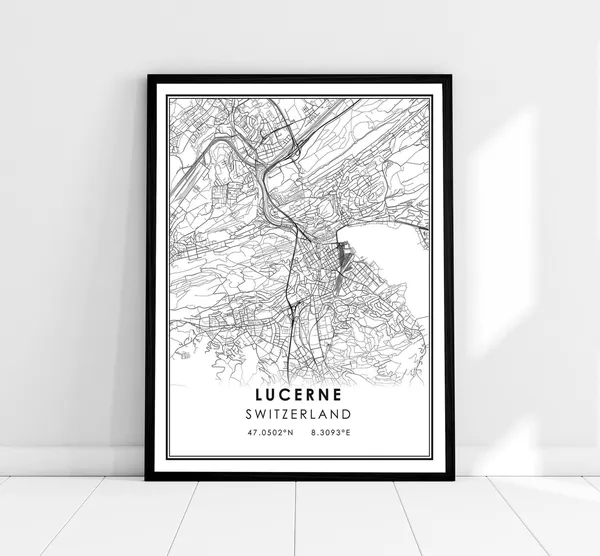 Lucerne Map Print Poster, Switzerland City