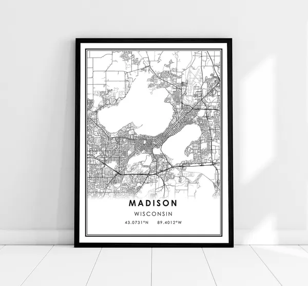 Madison Map Print Poster, Wisconsin City Travel