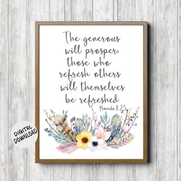 Proverbs 11:25 Rustic Boho Scripture Poster