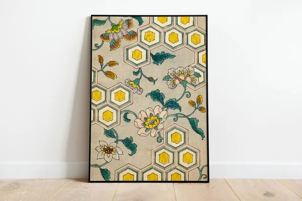 Vintage Japanese Blossoms, Abstract Botanical Art Print