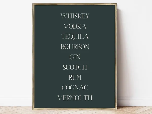 Bar Cart Decor Art Print, Home Bar Wall Art