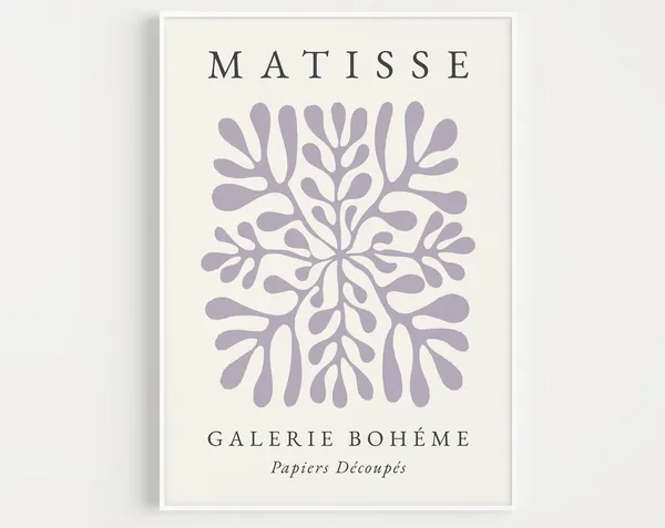 Matisse-Inspired Purple Minimalist Wall Art Print