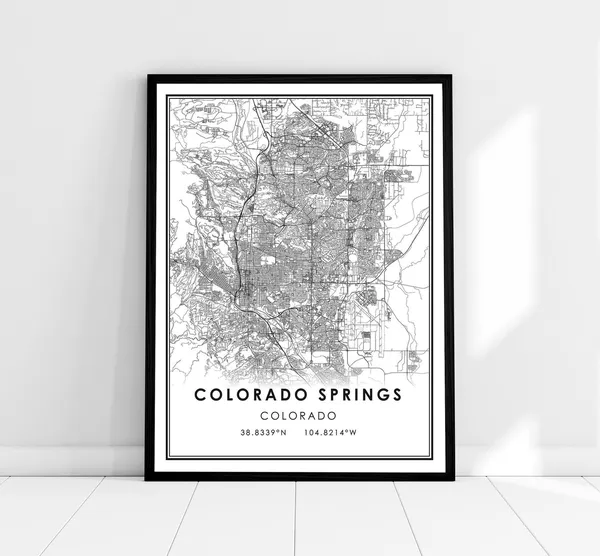 Colorado Springs Map Print, Travel Poster