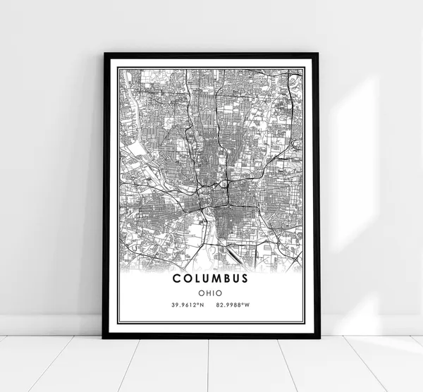 Columbus Map Print Poster, Ohio City Travel Poster