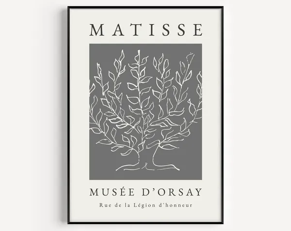 Matisse-Inspired Grey Tree Wall Art, Art Print