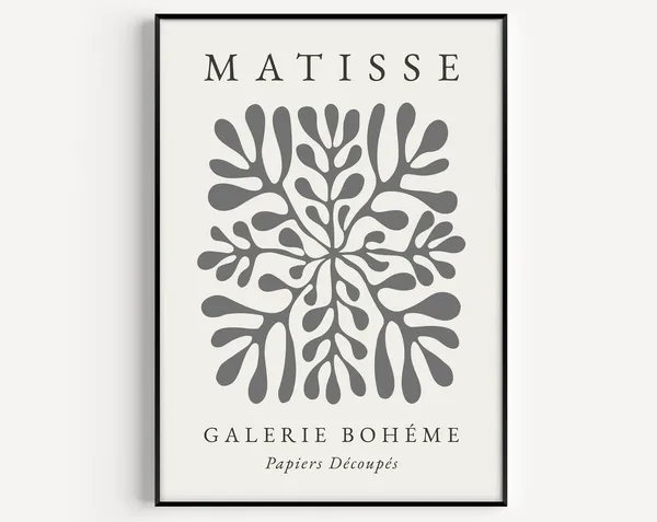 Matisse-Inspired Grey Cut-Out Boho Art Print