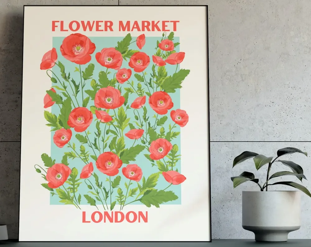 Flower Market London Floral Poster Print - Image 4