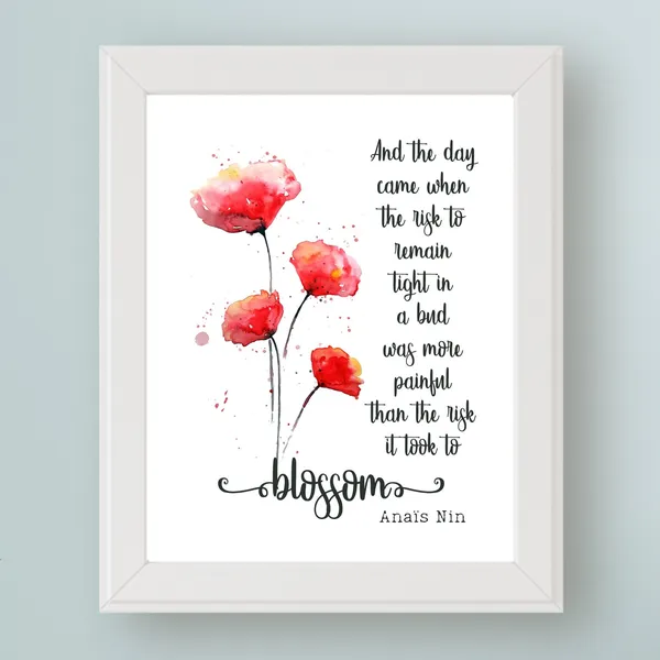 Anaïs Nin Quote, Inspirational Typography Art Print