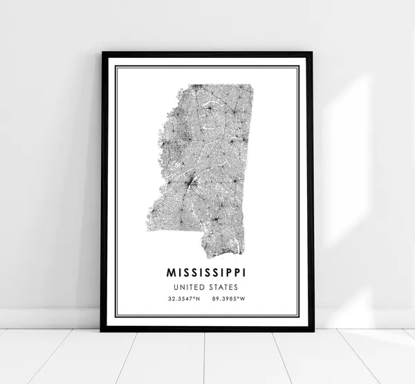 Mississippi United States Map Travel Poster