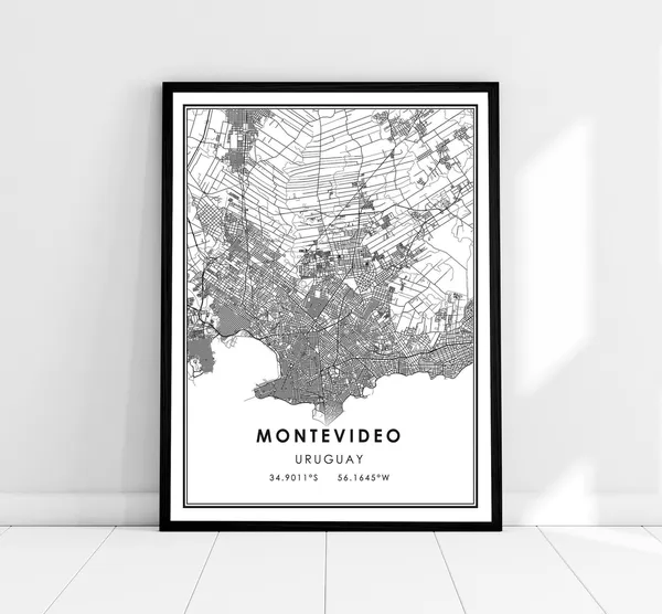 Montevideo Map Poster, Uruguay City Travel Print