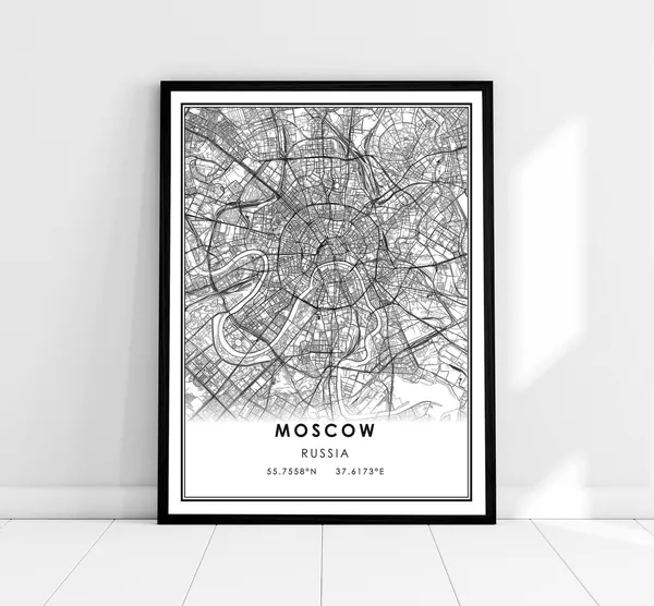 Moscow Map Poster, Russia City Travel Art