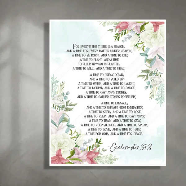 Ecclesiastes 3:1-8 Scripture Art Print, Christian Decor