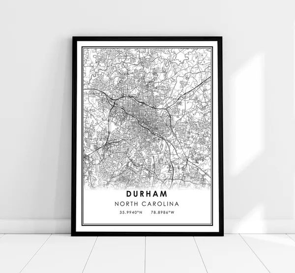 Durham Map Print, North Carolina City Travel Poster