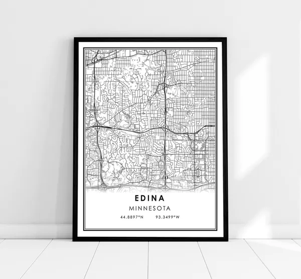Edina Map Print Poster, Minnesota City Art
