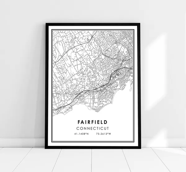 Fairfield Map Print, Connecticut Travel Poster