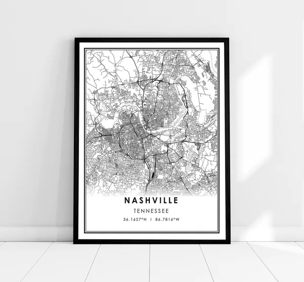 Nashville Map Print, Tennessee City Travel Poster