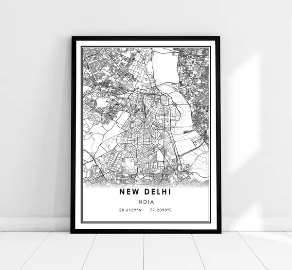 New Delhi Map Print Poster, India City