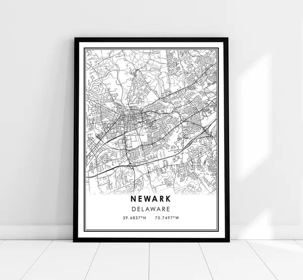 Newark Map Travel Poster, Delaware City