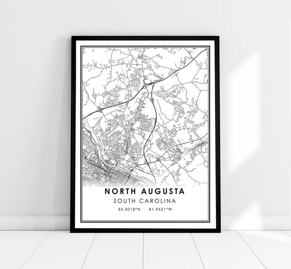 North Augusta Map Print, South Carolina Travel Poster
