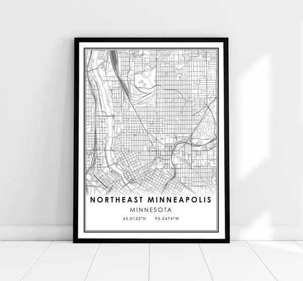 Northeast Minneapolis Map Print, Minnesota City
