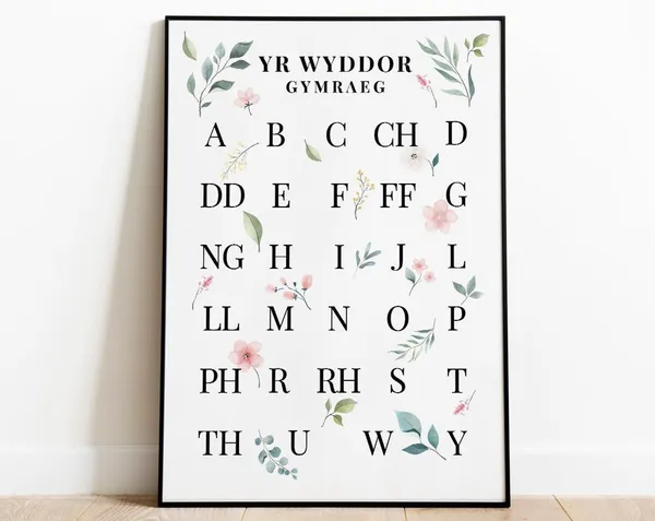 Welsh Alphabet Botanical Poster, Floral Wall Art