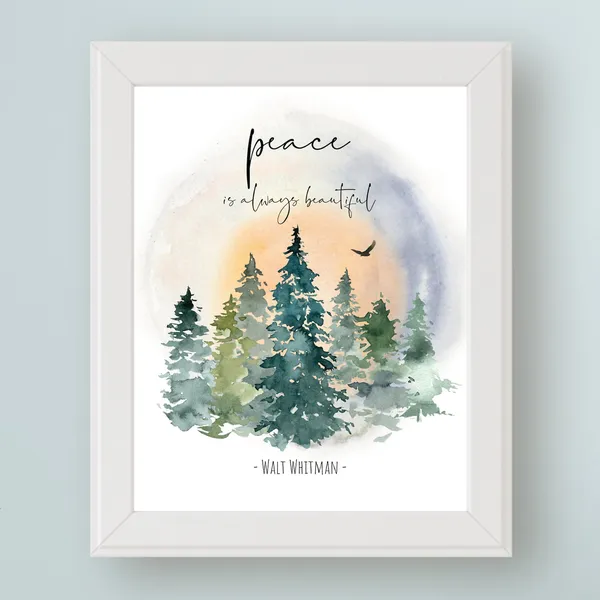 Walt Whitman Peace Quote, Inspirational Art Print