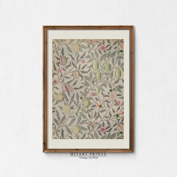 Vintage Floral Pattern Art Print, Textile Pattern
