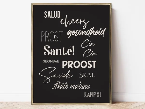 Bar Cart Cheers Art Print, Home Bar Decor