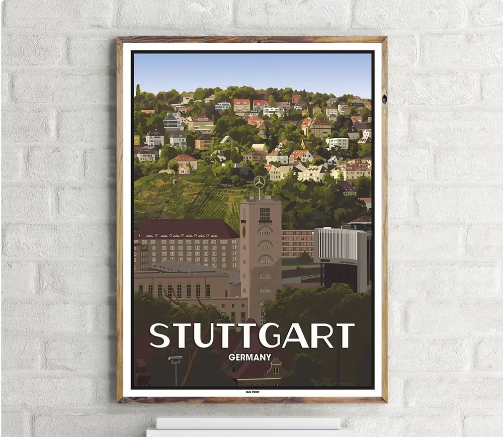 Stuttgart Hbf Vintage Travel Poster