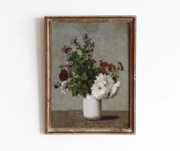 Floral Arrangement Vintage Bouquet Art Print