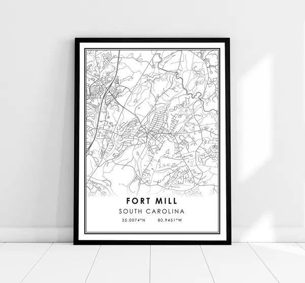 Fort Mill Map Print, South Carolina City Poster