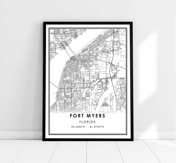 Fort Myers Map Print, Florida City Travel Poster
