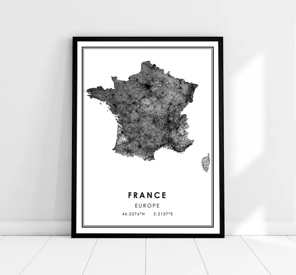 France Country Map Art Print, Europe Travel Poster
