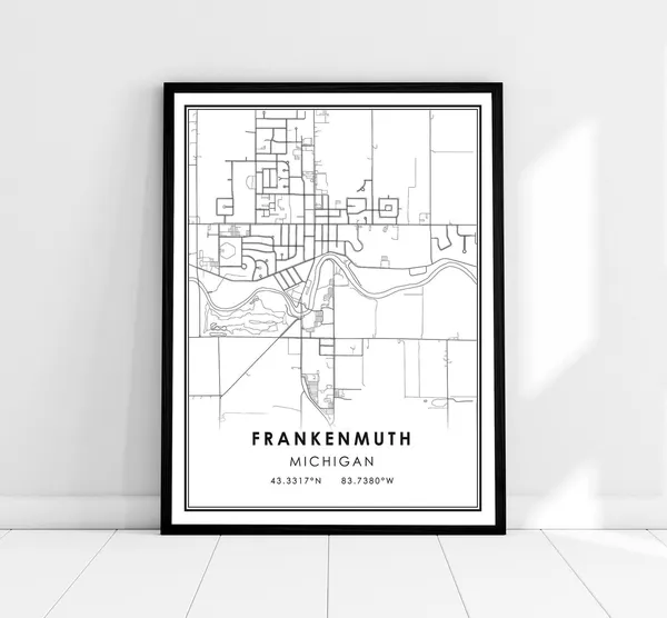 Frankenmuth Map Travel Poster, Michigan City