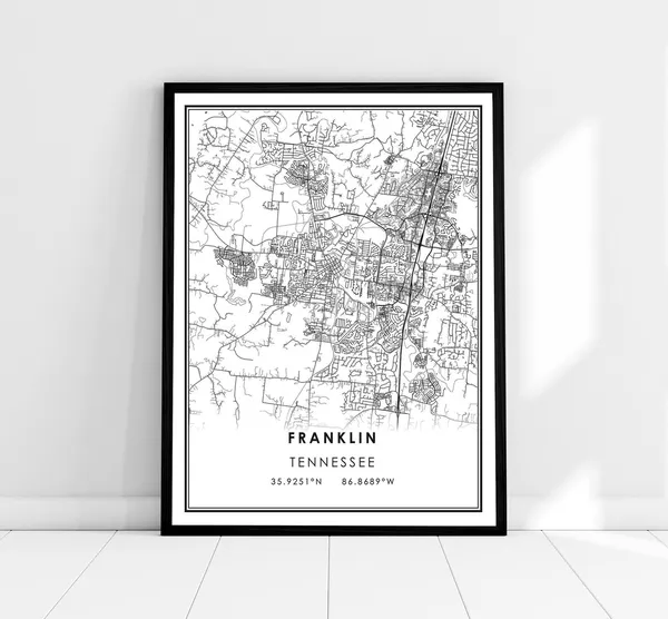 Franklin Map Print Poster, Tennessee City