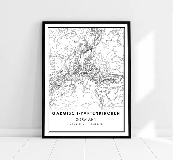 Garmisch Partenkirchen Map Poster, Germany City
