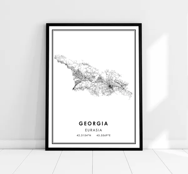 Georgia Map Travel Poster, State Map Art Print